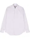 Canali Check-pattern Cotton Shirt In Violett