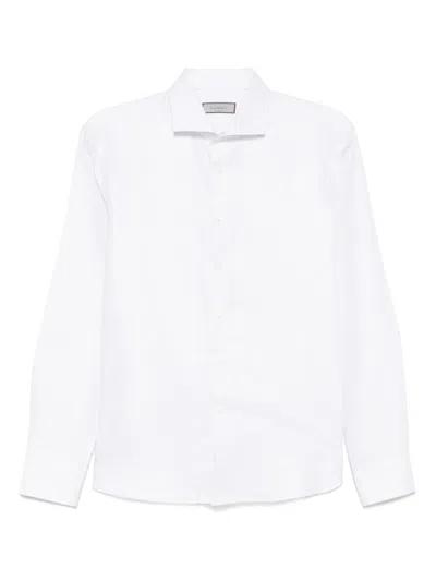 Canali Striped Cotton Shirt In White