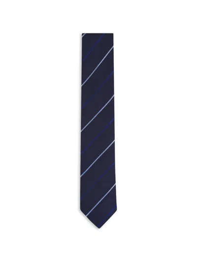 Canali Striped Silk Tie In Black