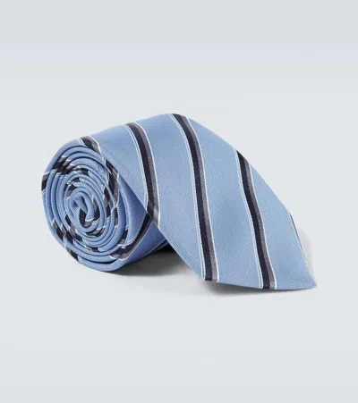 Canali Striped Silk Tie In Blue