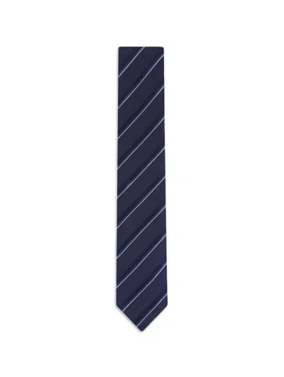 Canali Striped Silk Tie In Blue