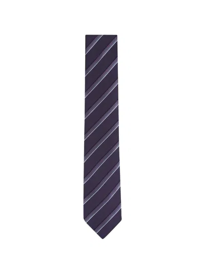 Canali Striped Silk Tie In Burgundy