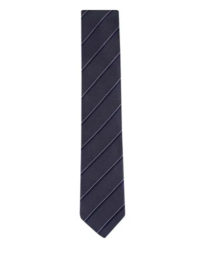 Canali Striped Tie In Black