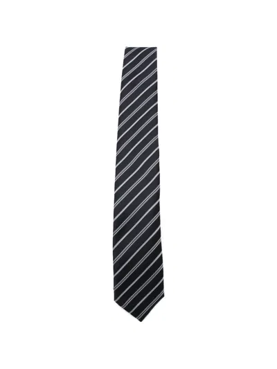 Canali Striped Tie In Black