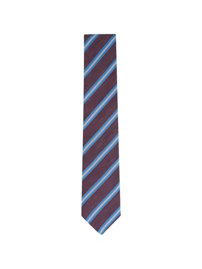 Canali Striped Tie In Brown