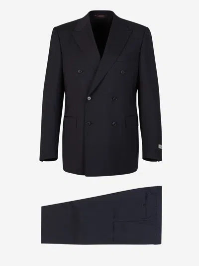 Canali Striped Wool Suit In Blue