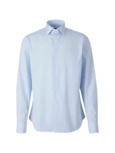 Canali Striped-pattern Long-sleeve Shirt In Blue