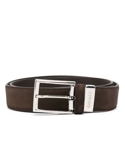 Canali Suede Buckle Belt In 褐色