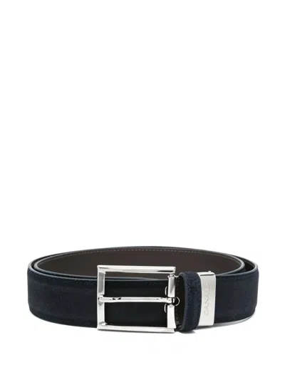 Canali Suede Belt In Blue