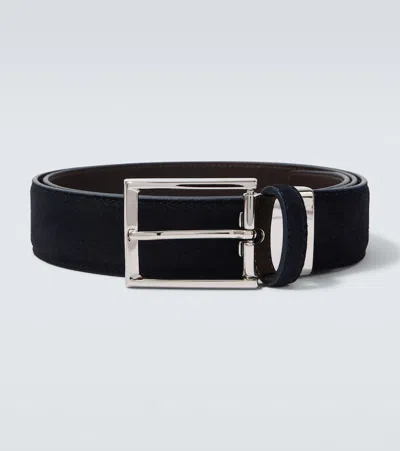 Canali Suede Belt In Blue