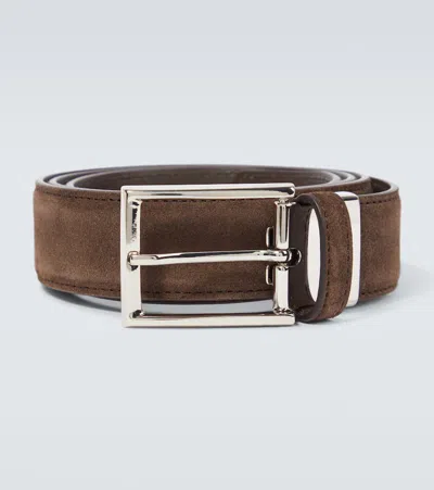 Canali Suede Belt In Braun