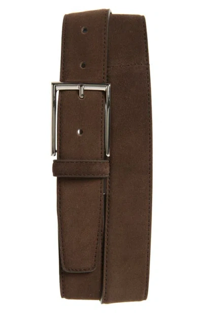 Canali Suede Belt In Brown
