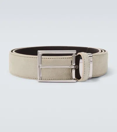 Canali Suede Belt In White