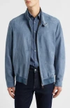 Canali Suede Bomber Jacket In Blue
