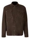 Canali Suede Button-fastening Shirt Jacket In Brown