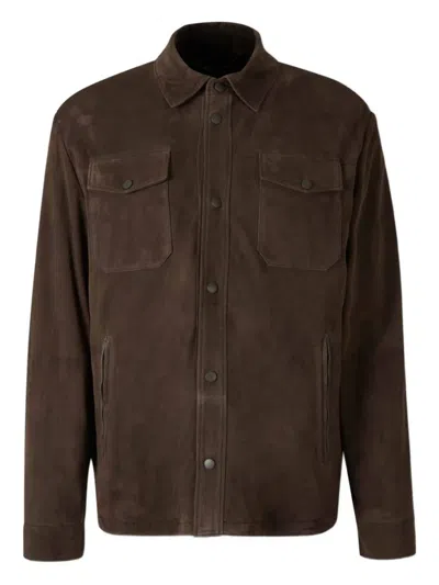 CANALI SUEDE BUTTON-FASTENING SHIRT JACKET