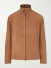 Canali Suede Harrington Jacket In Brown