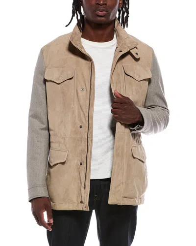 Canali Suede Jacket In Brown