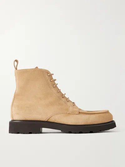 Canali Suede Lace-up Boots In Brown