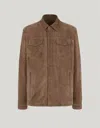 Canali Suede Overshirt In Biscuit In Brown