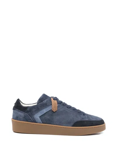 Canali Suede Panelled Sneakers In Blue