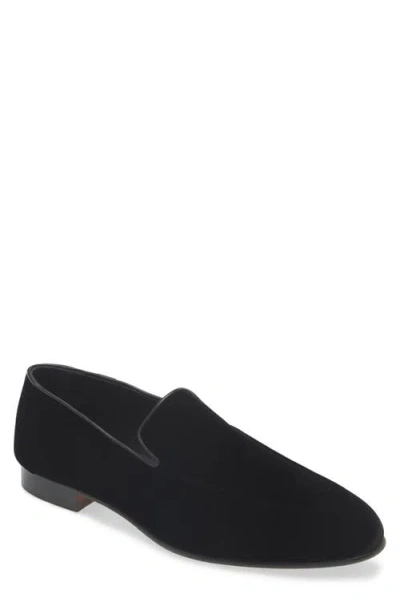 Canali Suede Venetian Loafer In Black