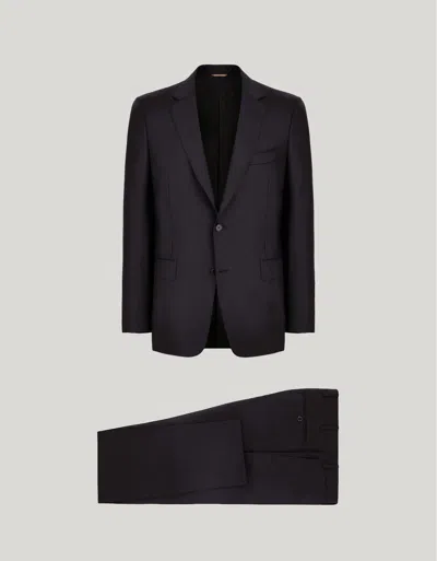 Canali Suit In Navy Blue Wool In Black