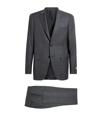 Canali Super 150's Wool Check 2-piece Suit In Gray