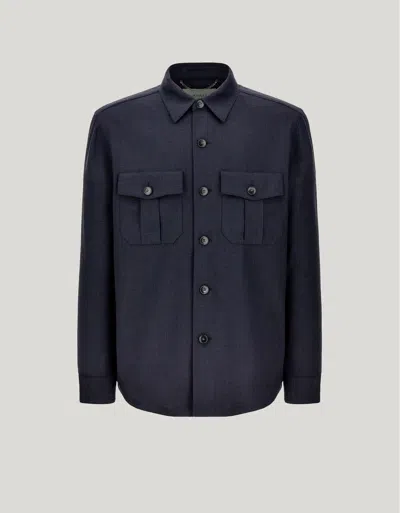 Canali Blue Lyocell Pocket Overshirt