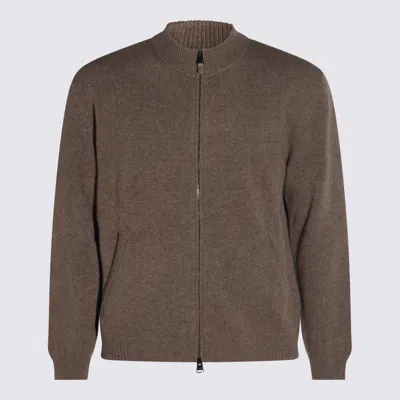 Canali Long-sleeved Sweater In Brown