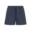Canali Patterned Drawstring Swim Shorts In Blue