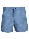 Canali Blue Microfiber Boxer Swim Shorts