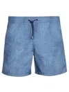 Canali Blue Microfiber Boxer Swim Shorts