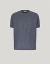 Canali T-shirt À Col Côtelé Et Broderie Graphique Sur Le Devant En Jersey De Coton Doux Couleur Bleu Avio