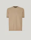Canali T-shirt À Col Et Bords Des Manches En Côtes En Jersey De Coton Et Soie Sablé In Brown
