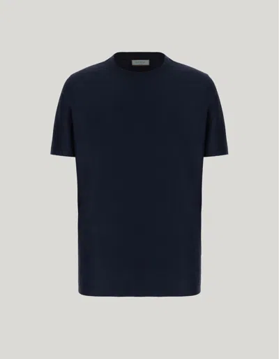 Canali T-shirt Bleu Marine En Coton In Blue