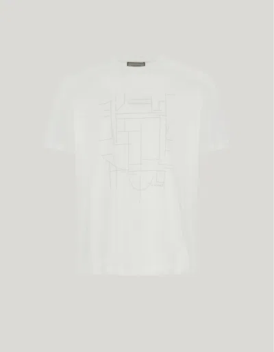 Canali T-shirt En Coton Doux Blanc Cassé In White