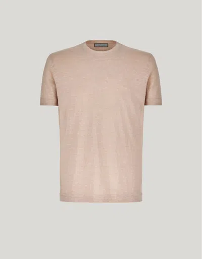 Canali T-shirt En Lin Rose In Neutral