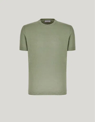 Canali T-shirt En Lin Vert Sauge In Gray