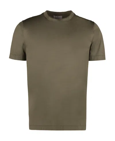 Canali T-shirt With Round Neck And Short Sleeves In Green