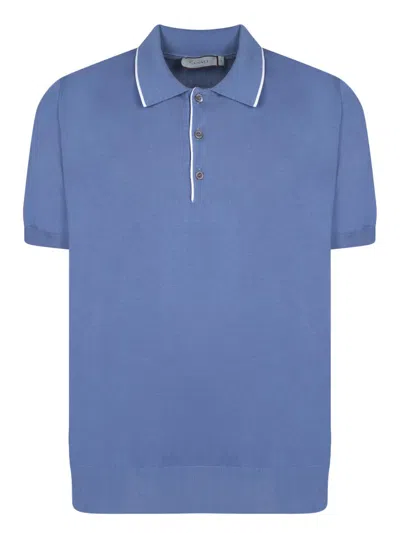 Canali Edges White/avion Polo Shirt In Blue