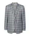 Canali Tartan-pattern Blazer In Gray
