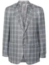Canali Tartan-pattern Blazer In Grey