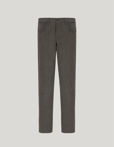 Canali Taupe Five-pocket Pants In Impeccabile Wool Flannel In Gray