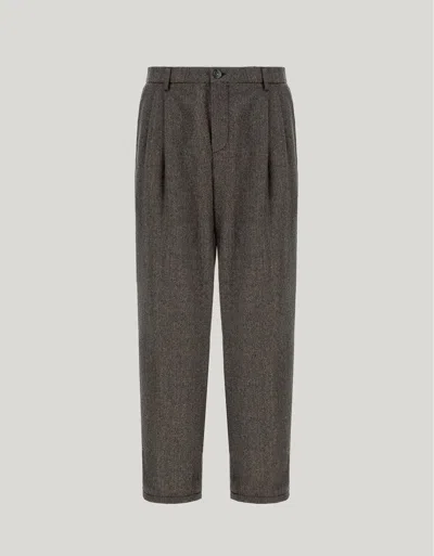 Canali Taupe Flannel Impeccabile Wool Chinos With Two Darts In Neutral