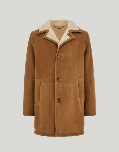 Canali Taupe Lamb Shearling Coat In Brown
