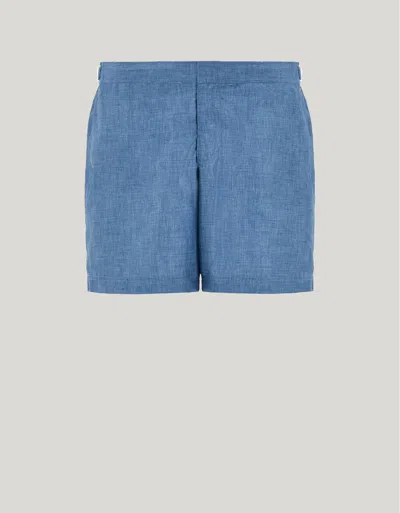 Canali Teal Swim Shorts In Technical Fabric With Logoed Side Buckles In Blue