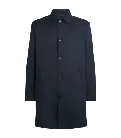 Canali Technical Car Coat In Blue