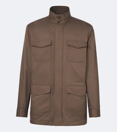 Canali Technical Field Jacket In Brown