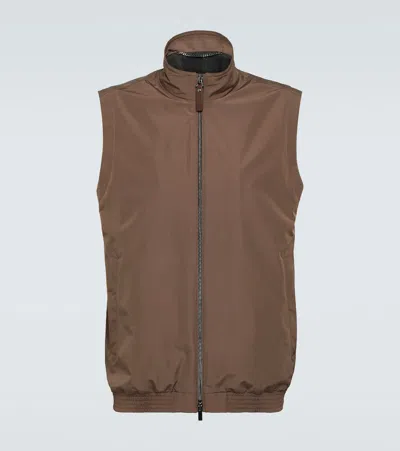 Canali Technical Vest In Brown